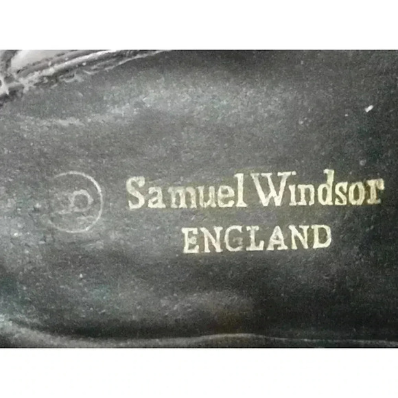 Samuel Windsor Black Leather Square  Toe Lace Up Oxfords Shoes Men's 8 - Picture 7 of 9
